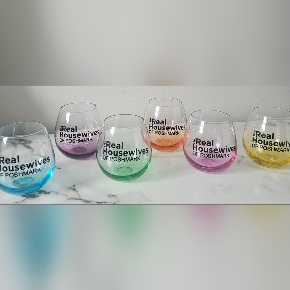 "The Real Housewives Of Poshmark" Stemless Glass Wine Glasses (15oz) - Pick 1